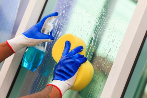 Commercial cleaning team working in an office setting in St Johns Wood